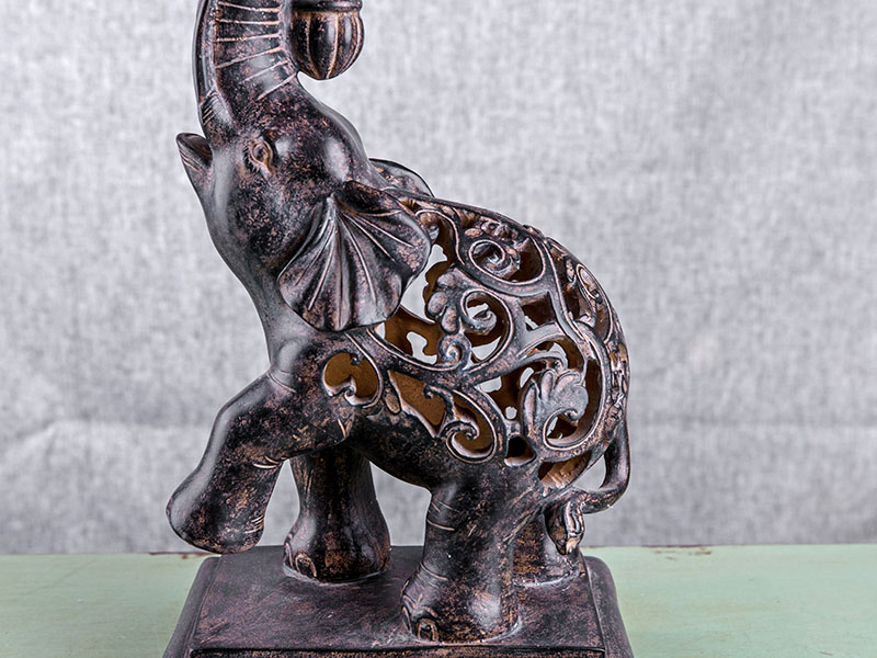 resin elephant figurine with the hollowed-out work 