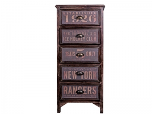 5 Drawers Wooden Industrial Style File Cabinet